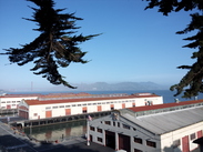 旅舍后面的景色，可以看到金门大桥滴