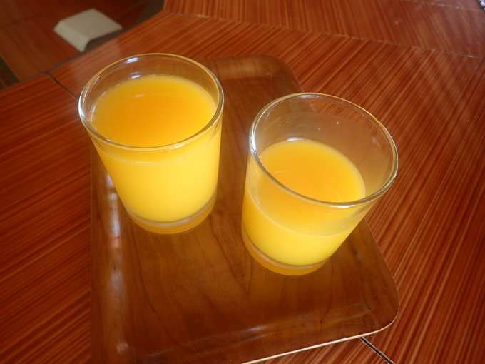 阿卡小屋的welcome drink是橙汁，很浓很好喝。巴厘岛每家酒店在入住的时候都会有欢迎果汁，这样在等待时候就不会很枯燥。